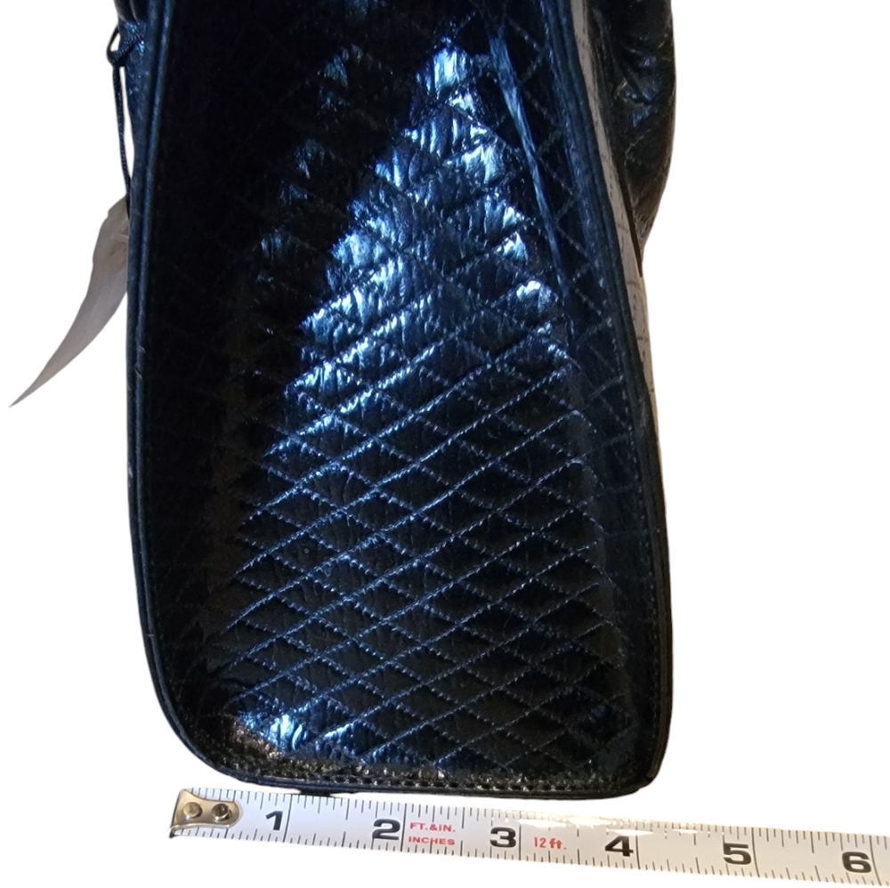 NWT Vintage Albert Nipon Black Patent Leather Quilted Bag - Picture 5 of 11